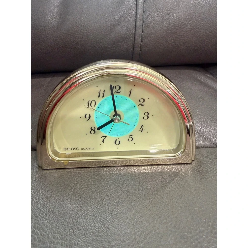 Seiko Quartz Gold Tone Dome Alarm Clock Vintage Japan Movement HKSF